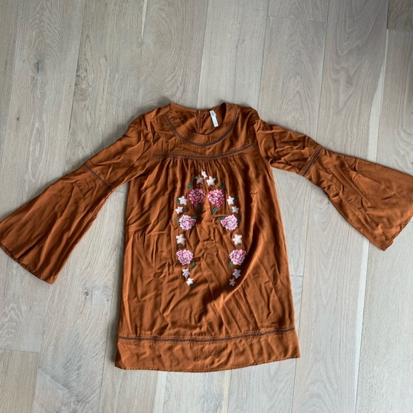 Xhilaration Embroidered Bell Sleeve Dress - Picture 2 of 7